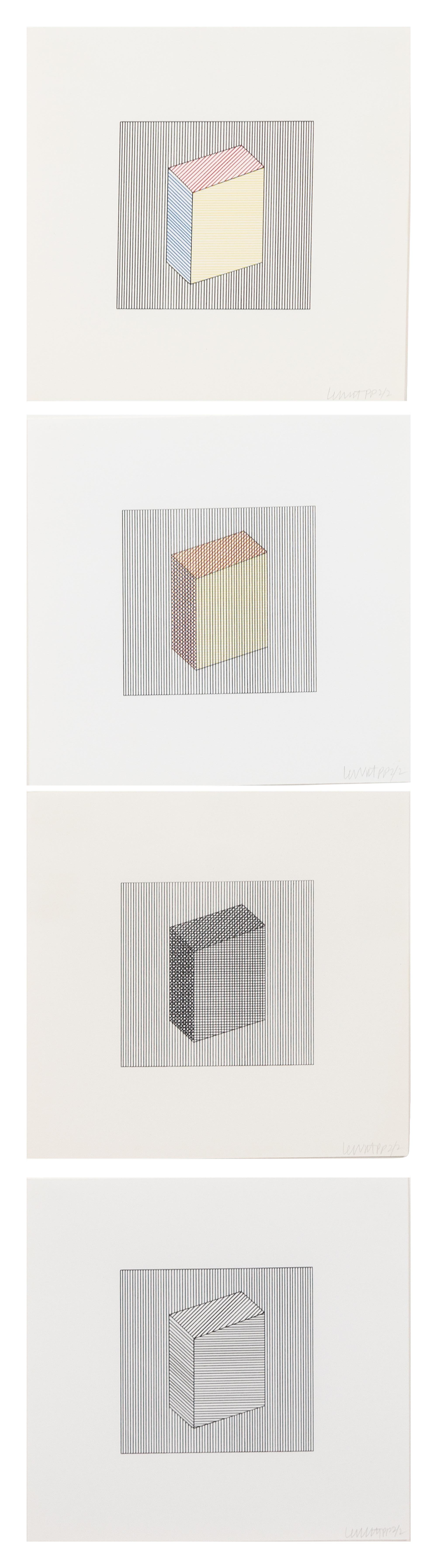 Sol LeWitt, (American, 1928-2007) , Twelve Forms Derived From a Cube, 1984 (complete portfolio of 48 screenprints with title and justif