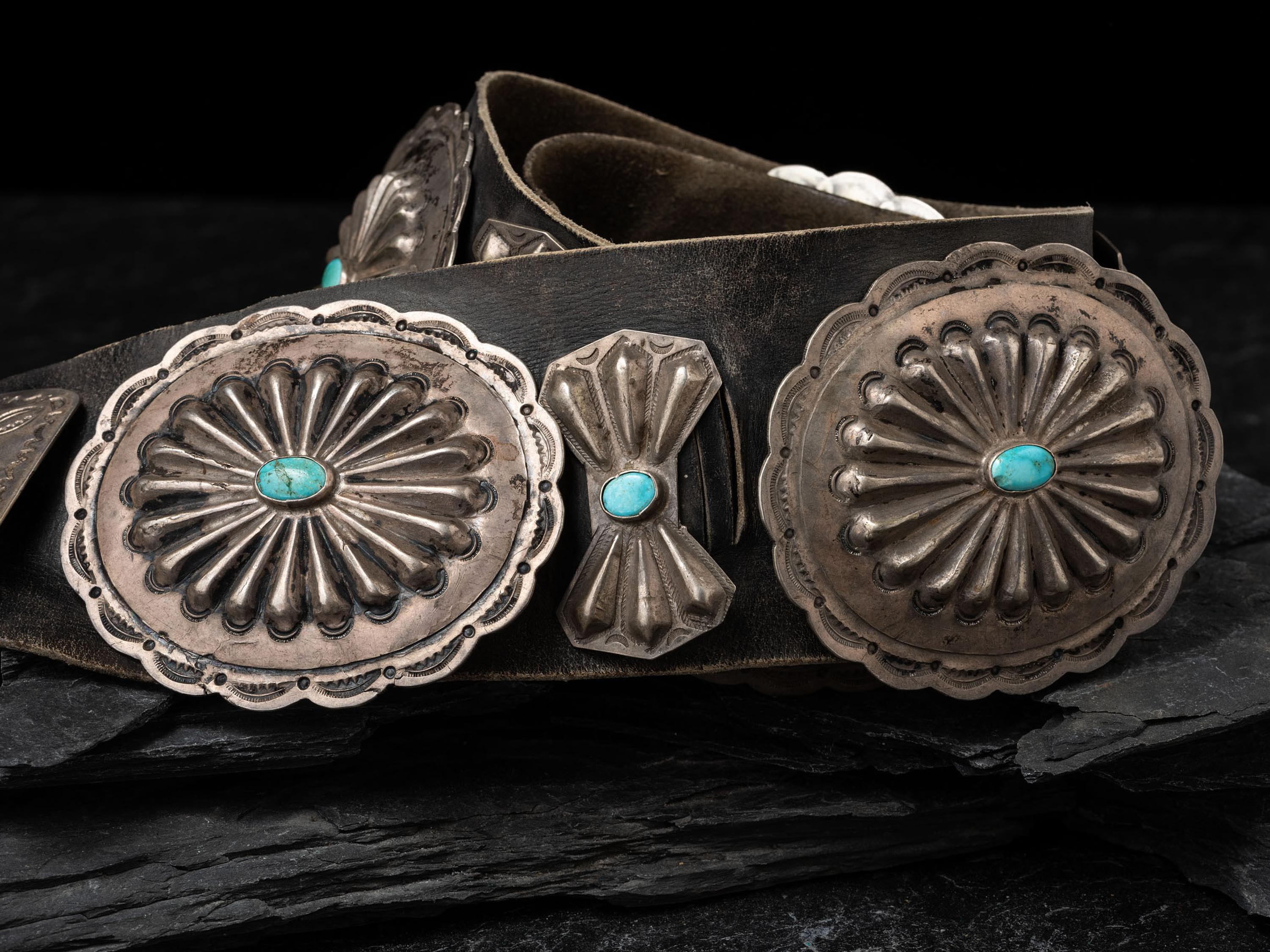 Navajo Silver and Turquoise Concha Belt