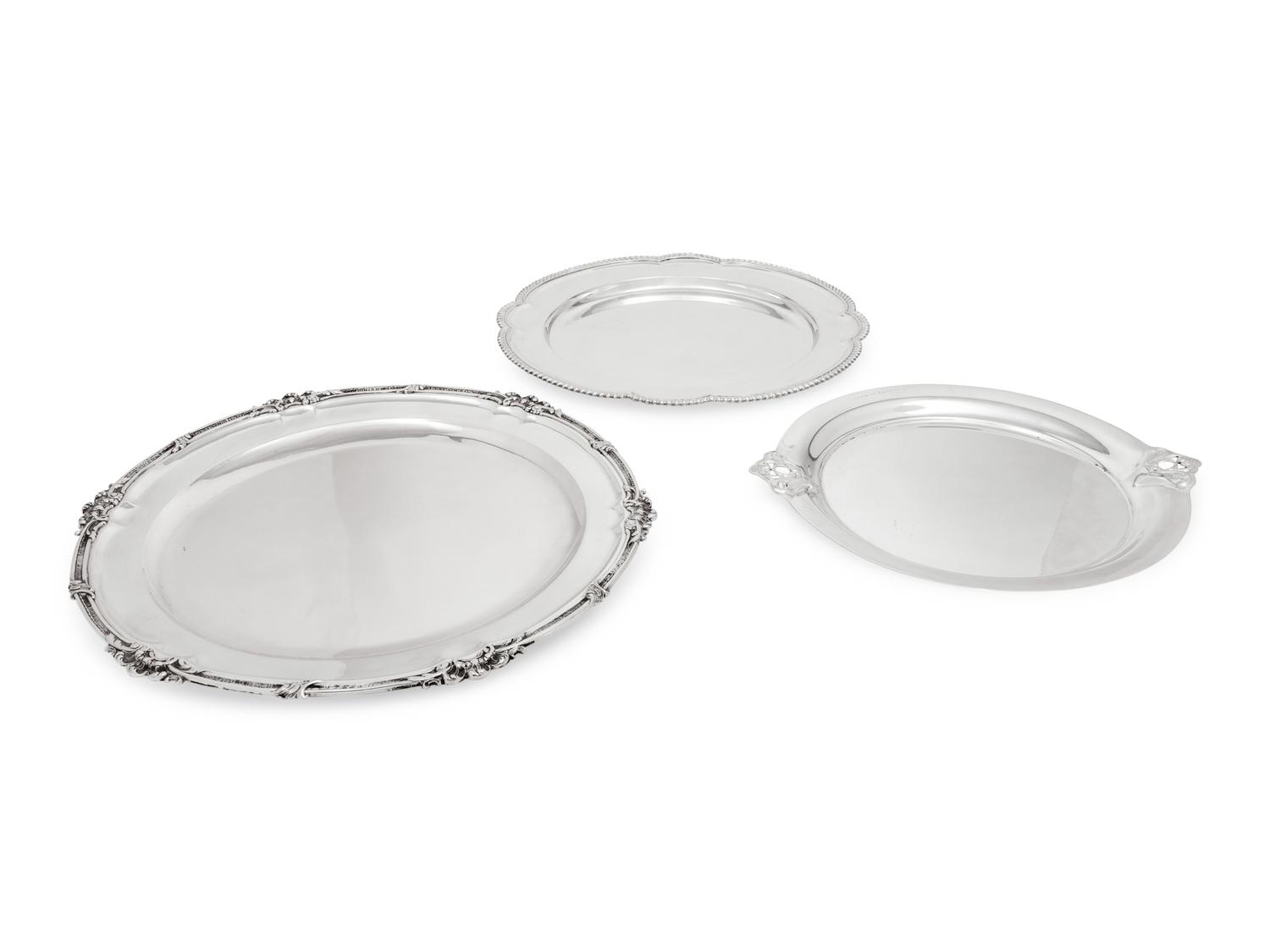 Three Silver Serving Trays