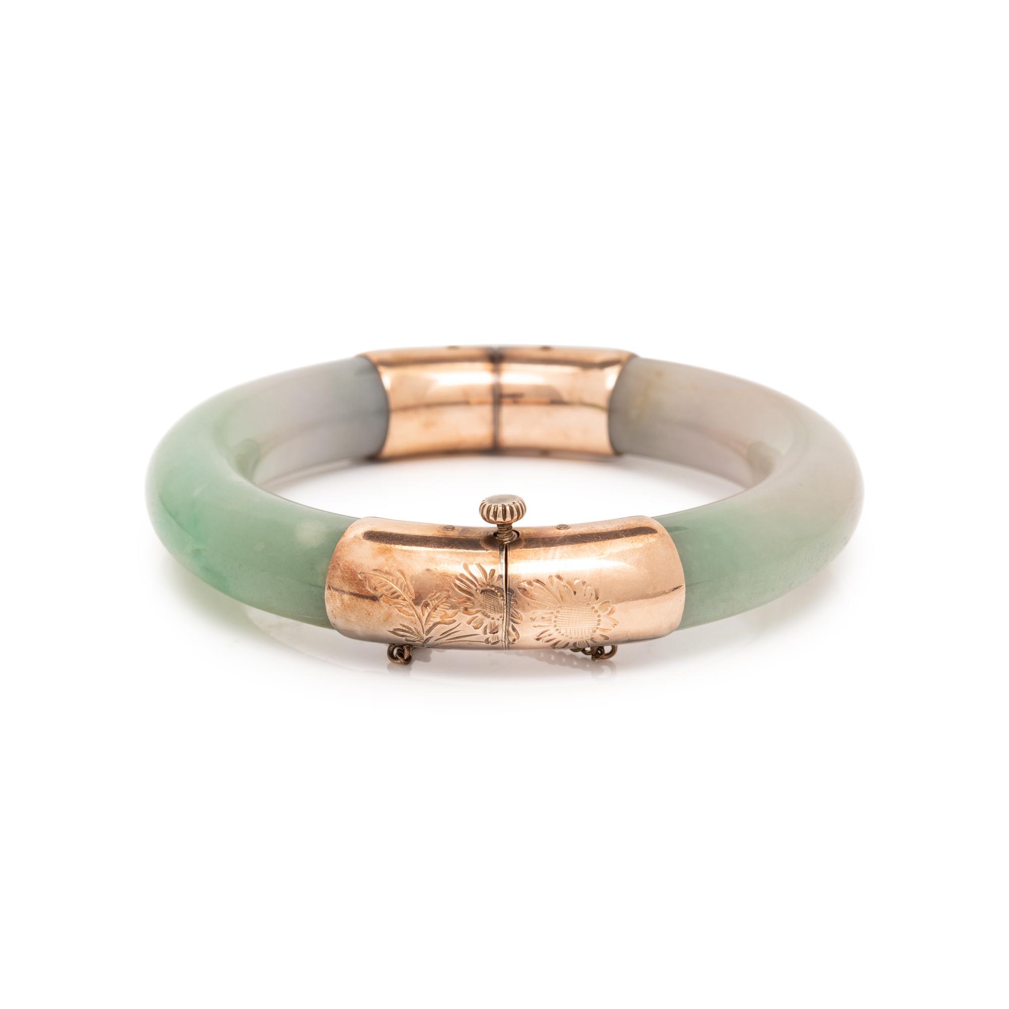 ROSE GOLD AND JADE BANGLE BRACELET