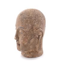 A Chinese Carved Wood Head of Luohan