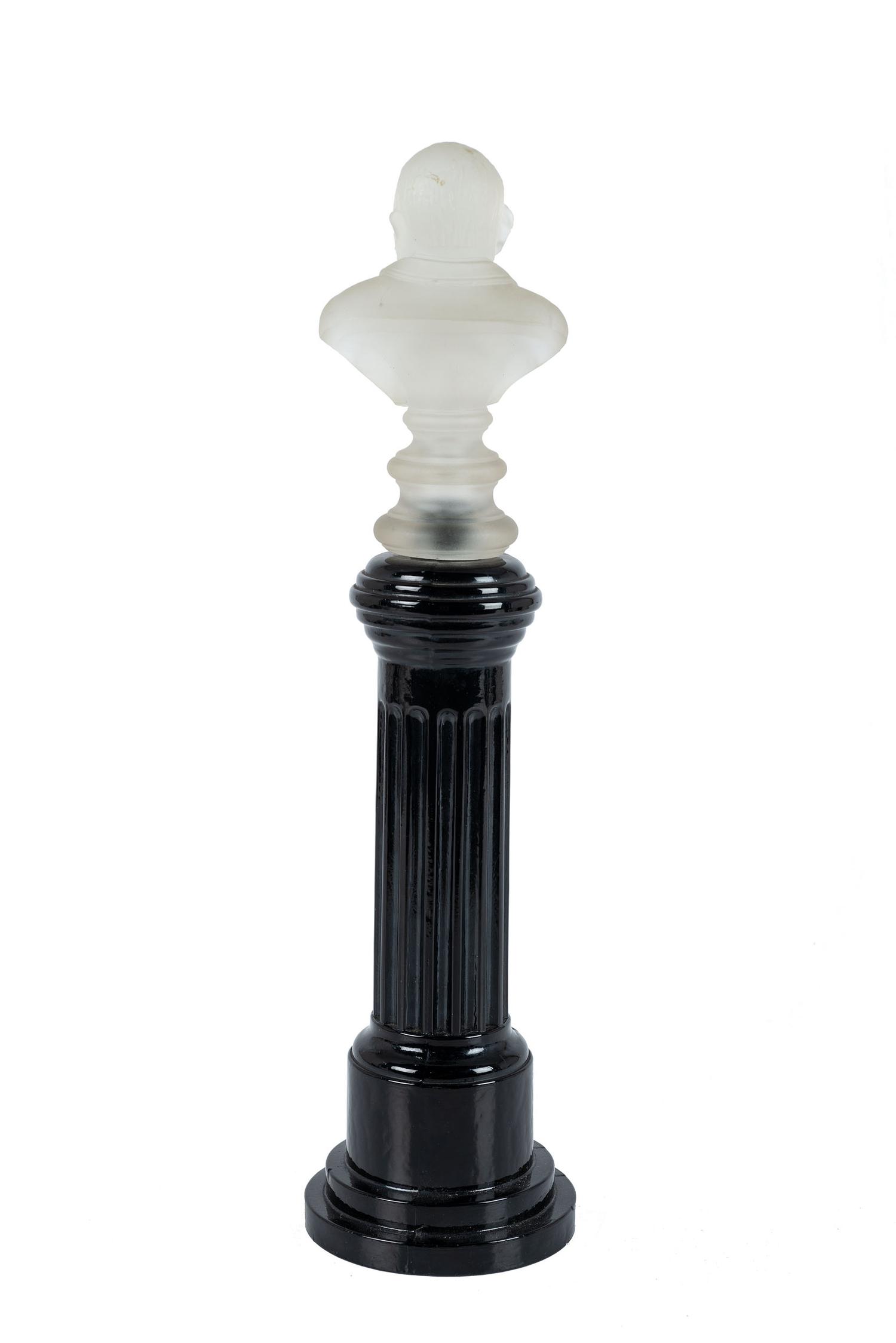 [HARRISON, Benjamin (1833-1901)]. Benjamin Harrison frosted glass bust on pedestal column.