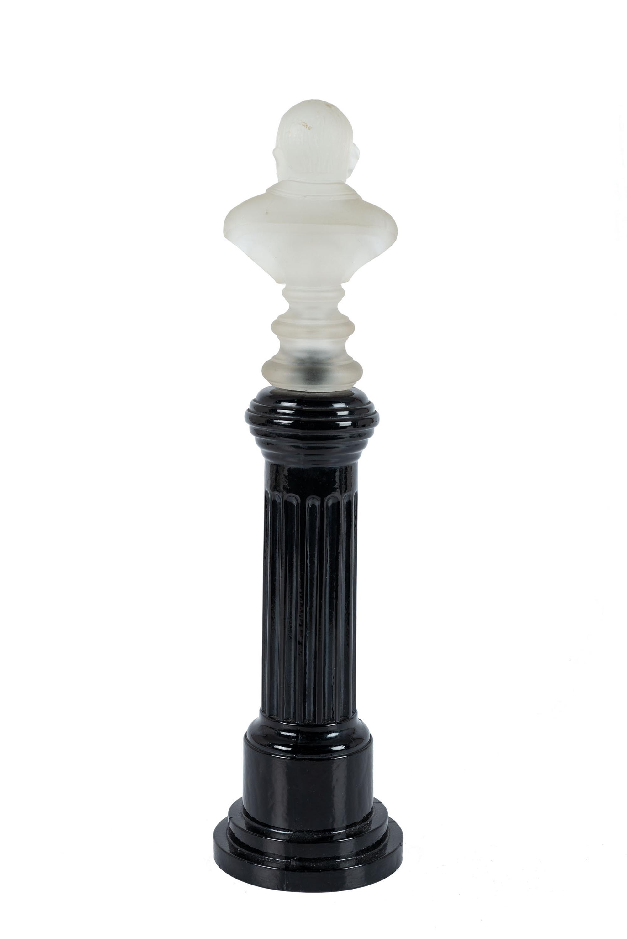 [HARRISON, Benjamin (1833-1901)]. Benjamin Harrison frosted glass bust on pedestal column.