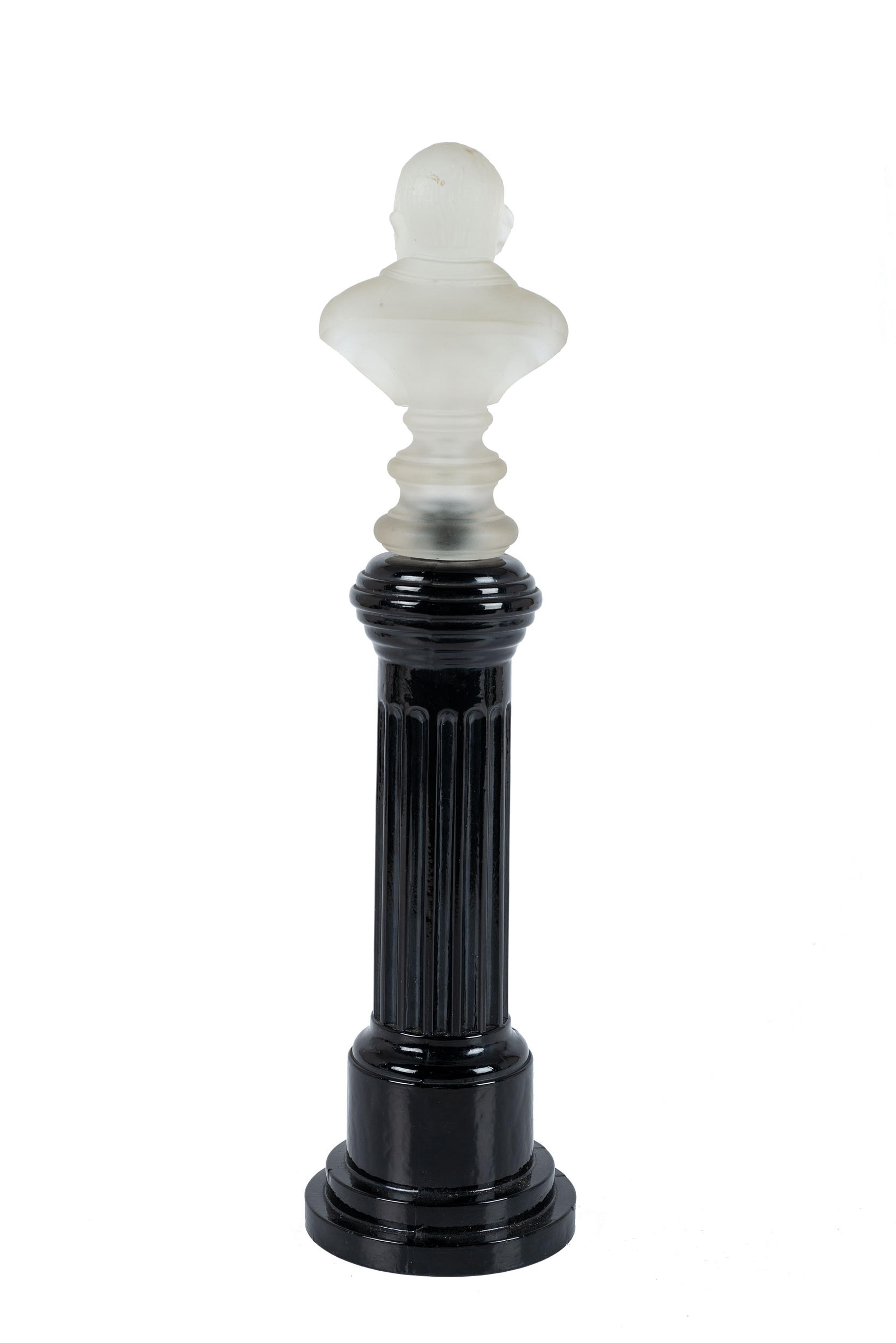 [HARRISON, Benjamin (1833-1901)]. Benjamin Harrison frosted glass bust on pedestal column.