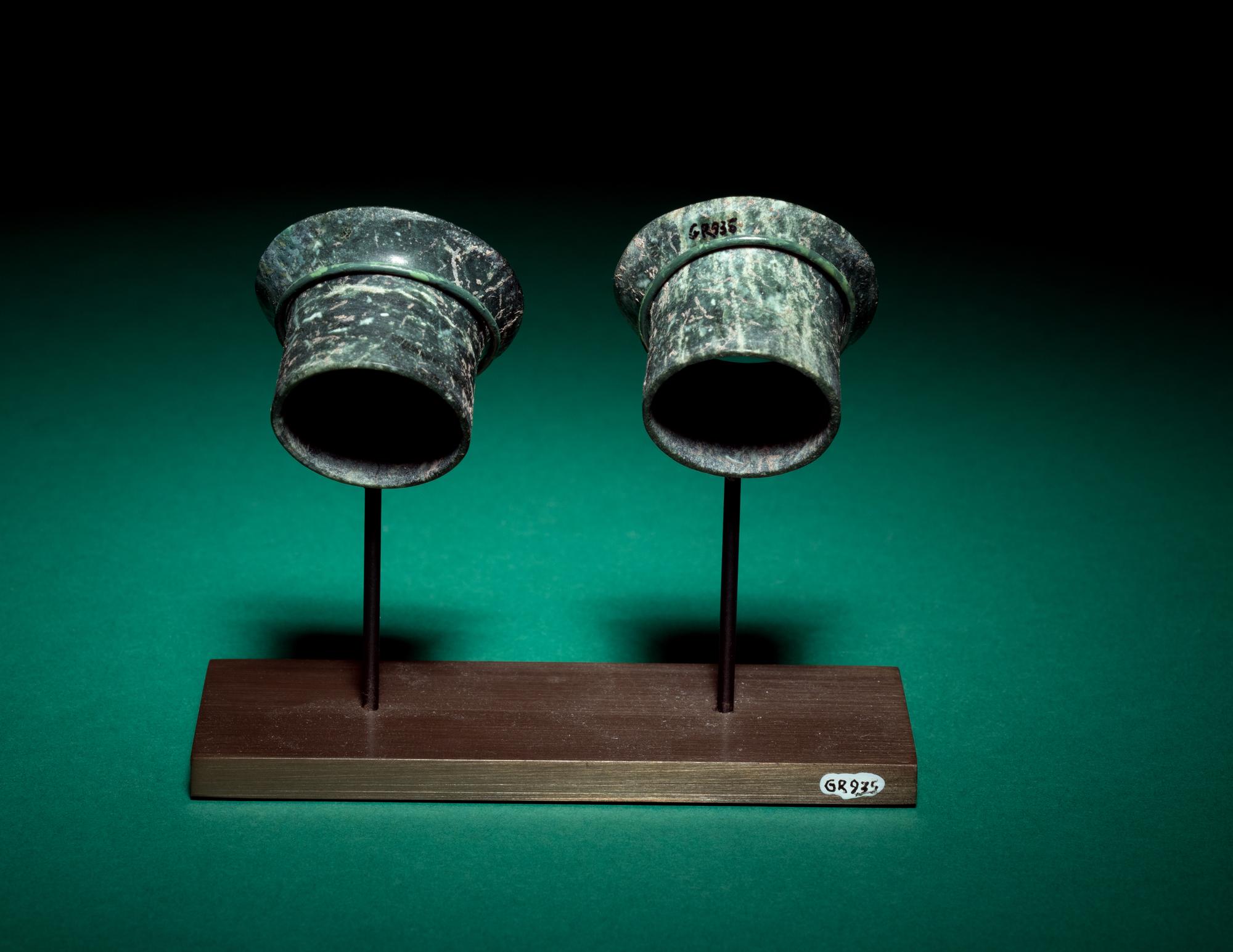 A Pair of Olmec Jade Earspools