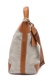An Hermes Ecru Canvas and Fawn Barenia Calfskin Caleche-Express Medium Tote, 15.3" 14.1" 7.8".