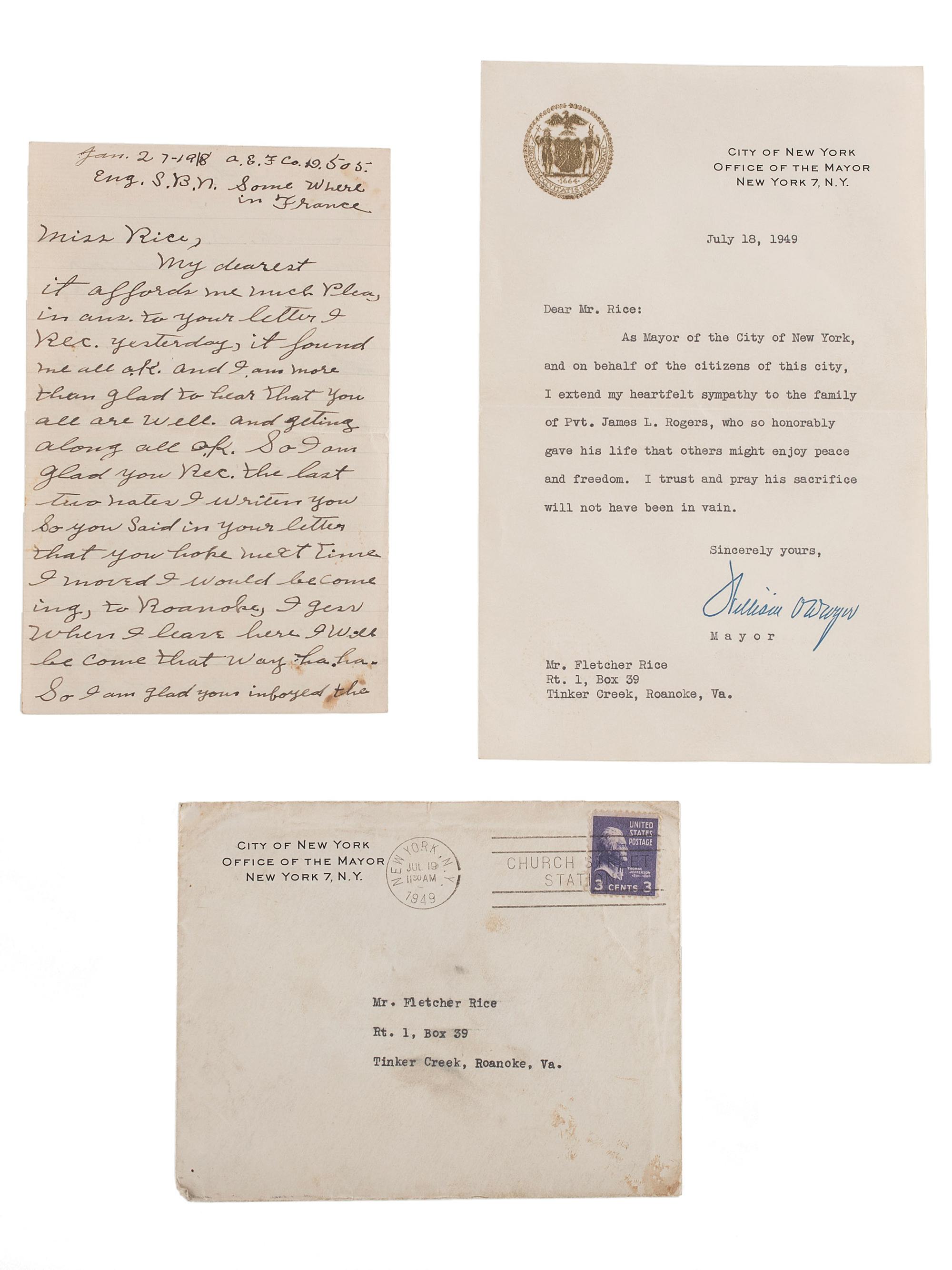 [AFRICAN AMERICANA]. Extensive manuscript archive documenting the experiences of the Rice Family of Roanoke, Virginia, during the Great Depression and World Wars I and II. Ca 1892-1950s.