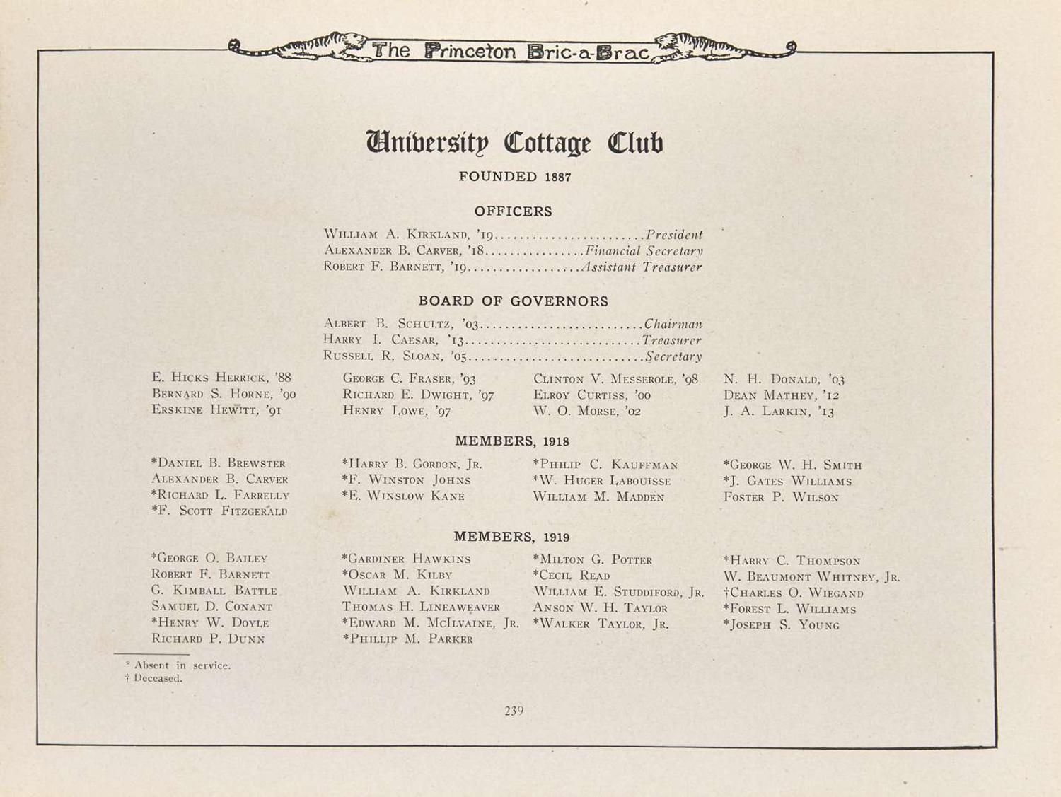 [Literature] [Fitzgerald, F. Scott]: The Princeton Bric-a-Brac