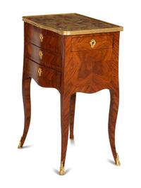 A Louis XV/XVI Transitional Gilt Bronze Mounted Kingwood Marble Top Side Table