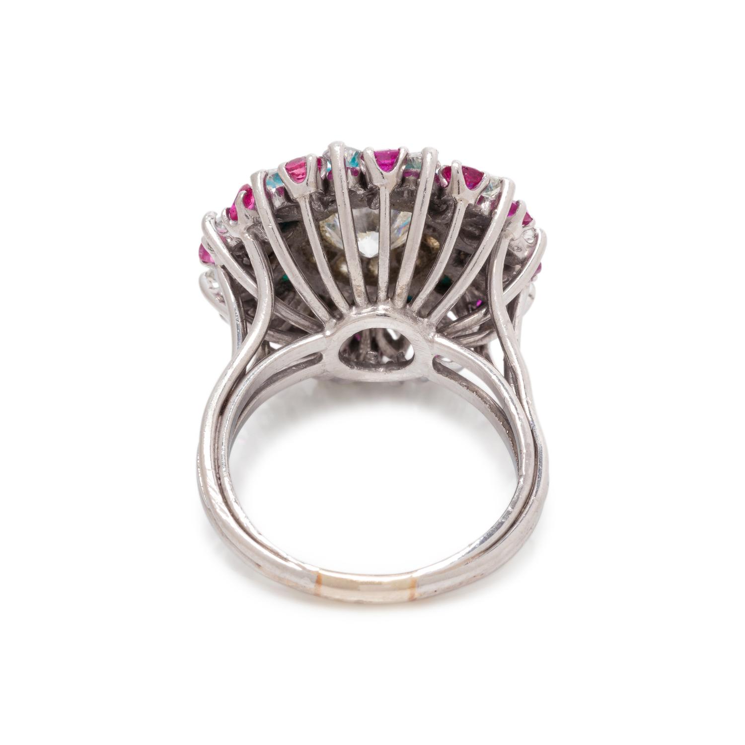 DIAMOND, RUBY AND TURQUOISE RING