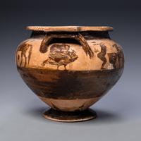 A Middle Corinthian Black-Figured Column Krater