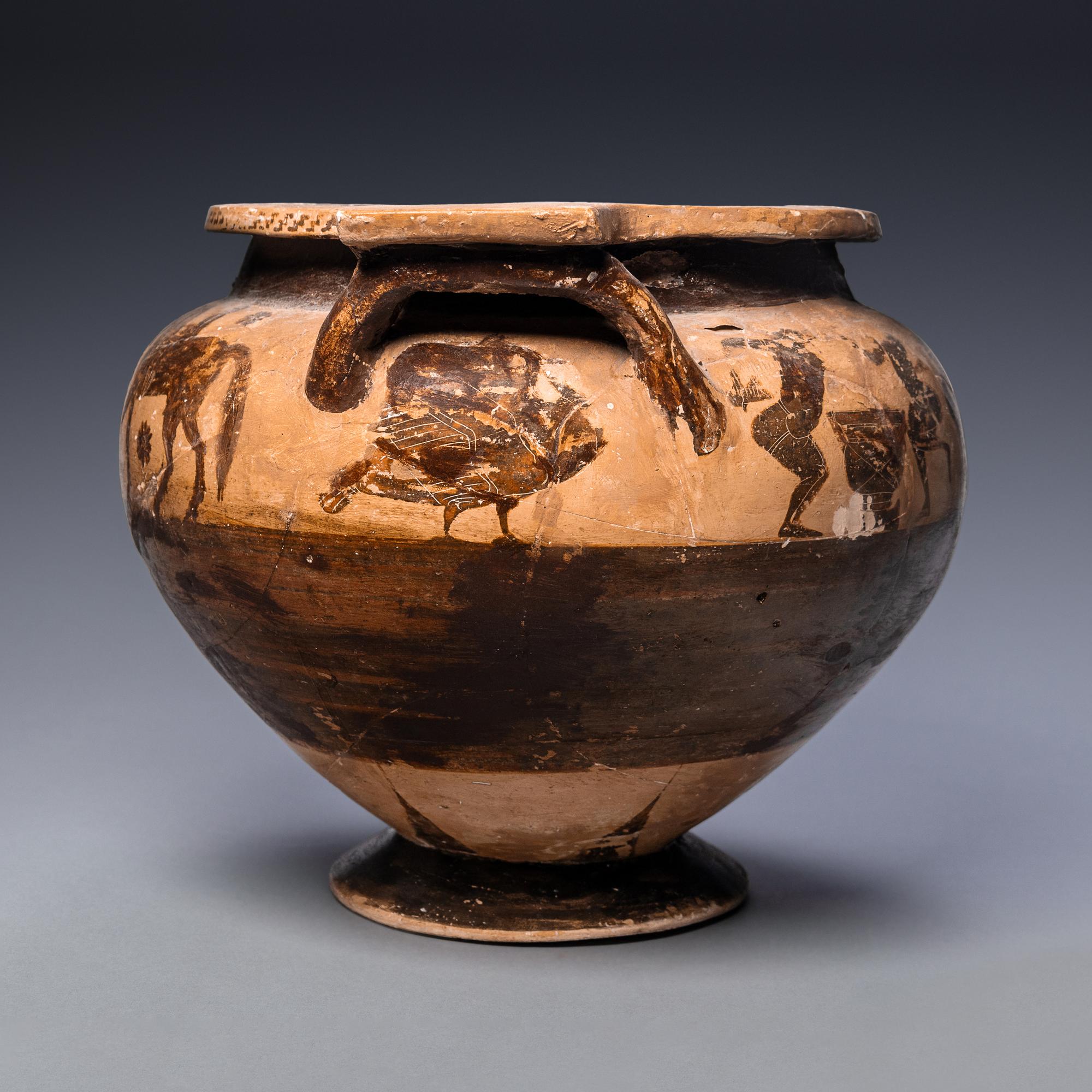 A Middle Corinthian Black-Figured Column Krater