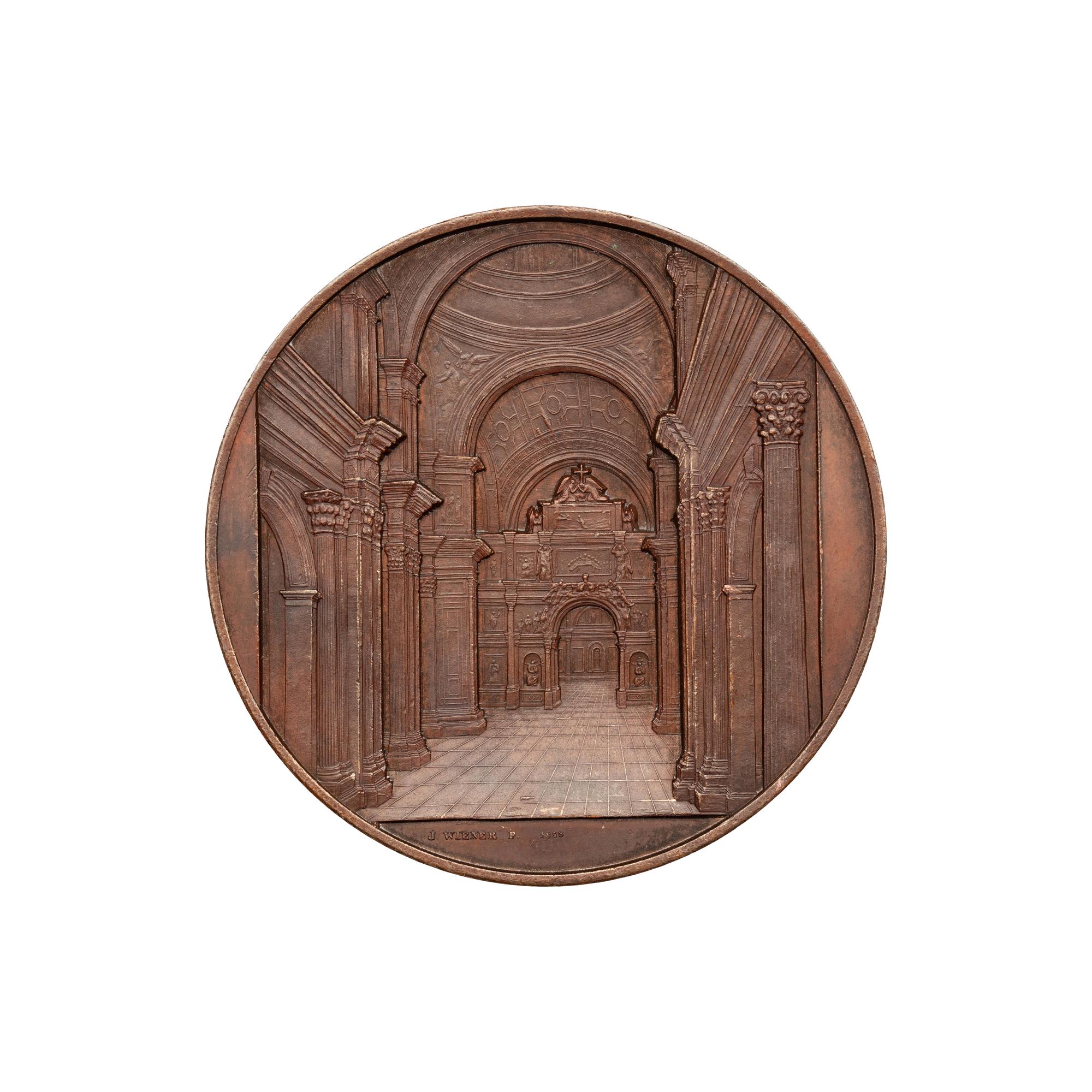 [EXONUMIA] An 1858 Commemorative Bronze Medallion by Jacques Weiner of the Consecration of St. Isaac's Metropolitan Cathedral, St. Petersburg , 60mm)