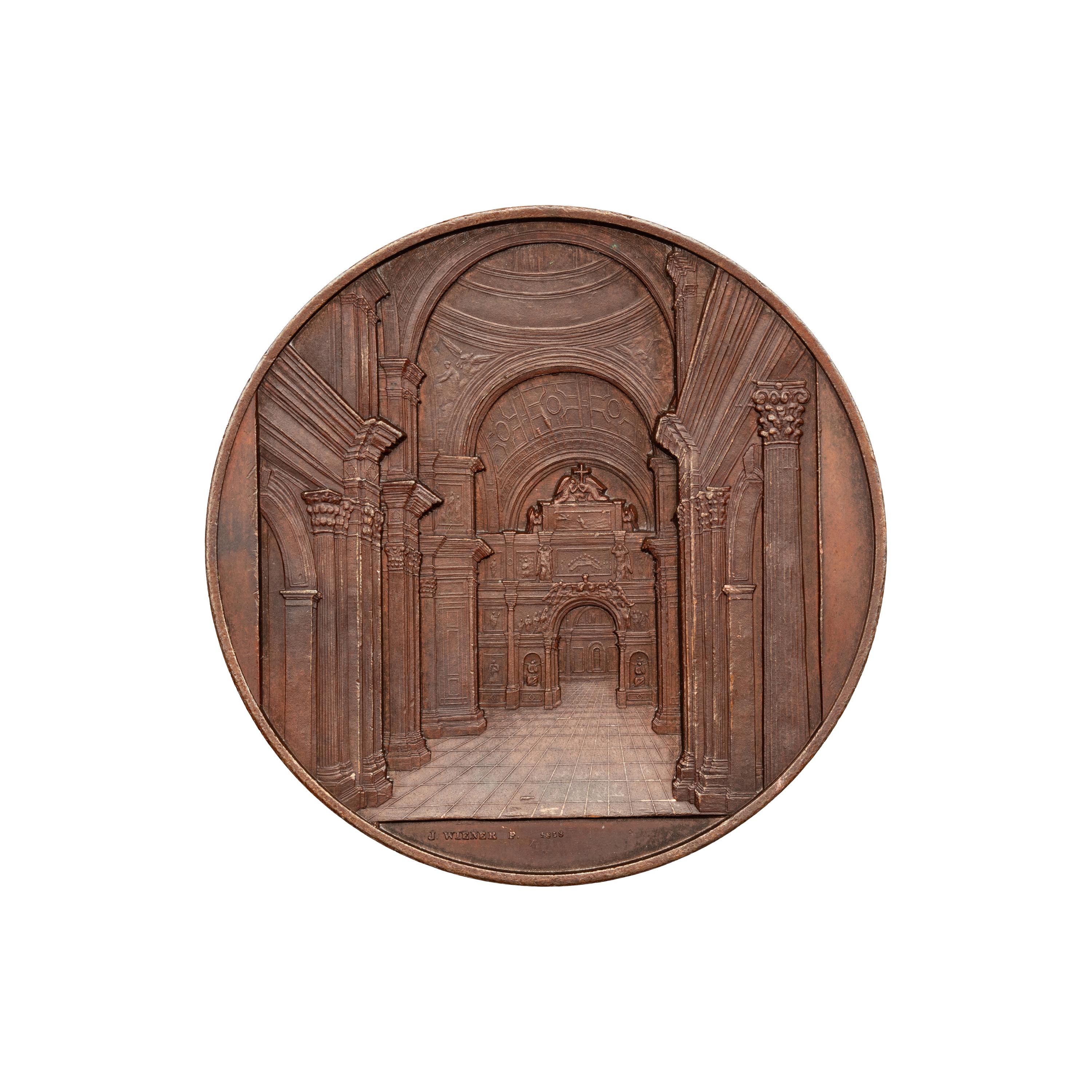 [EXONUMIA] An 1858 Commemorative Bronze Medallion by Jacques Weiner of the Consecration of St. Isaac's Metropolitan Cathedral, St. Petersburg , 60mm)