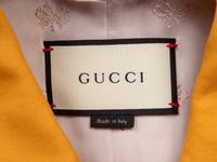 GUCCI, BOXY RUFFLE-TRIM MUSTARD JACKET