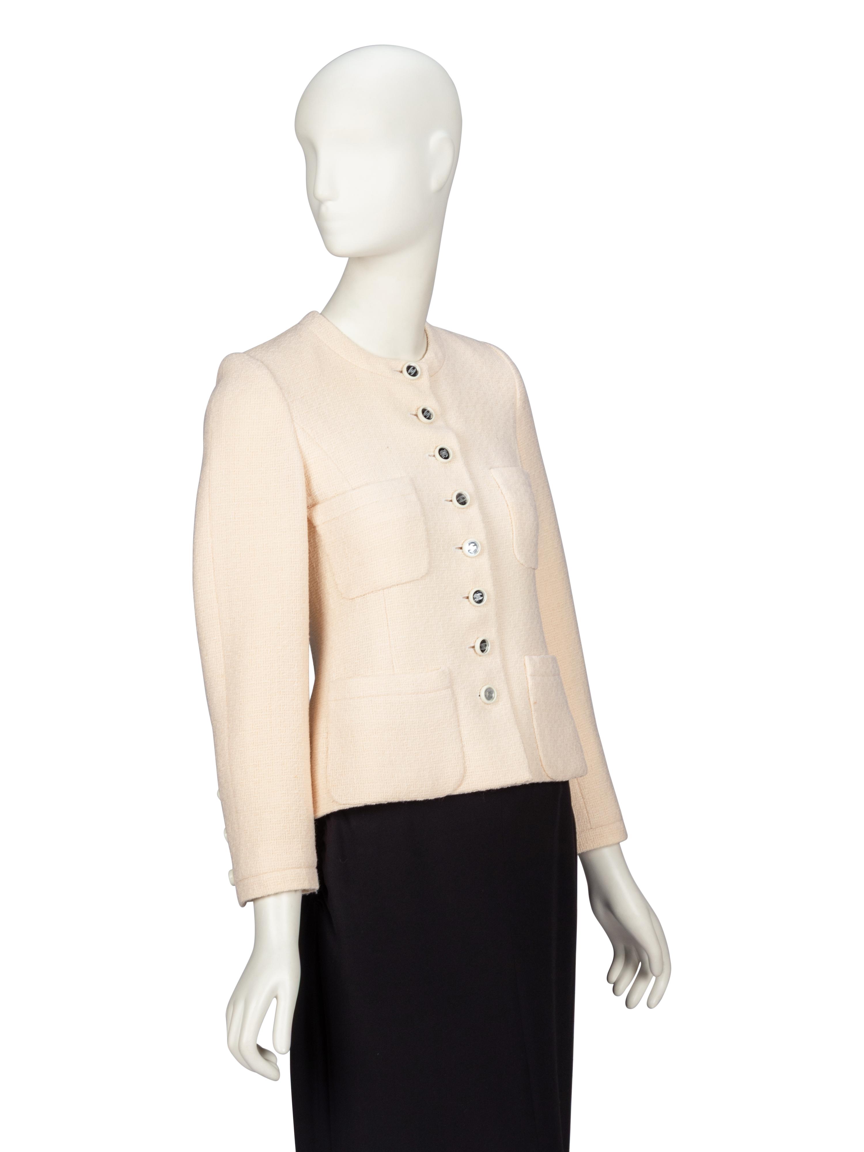 CHANEL, CREAM TWEED CARDIGAN JACKET