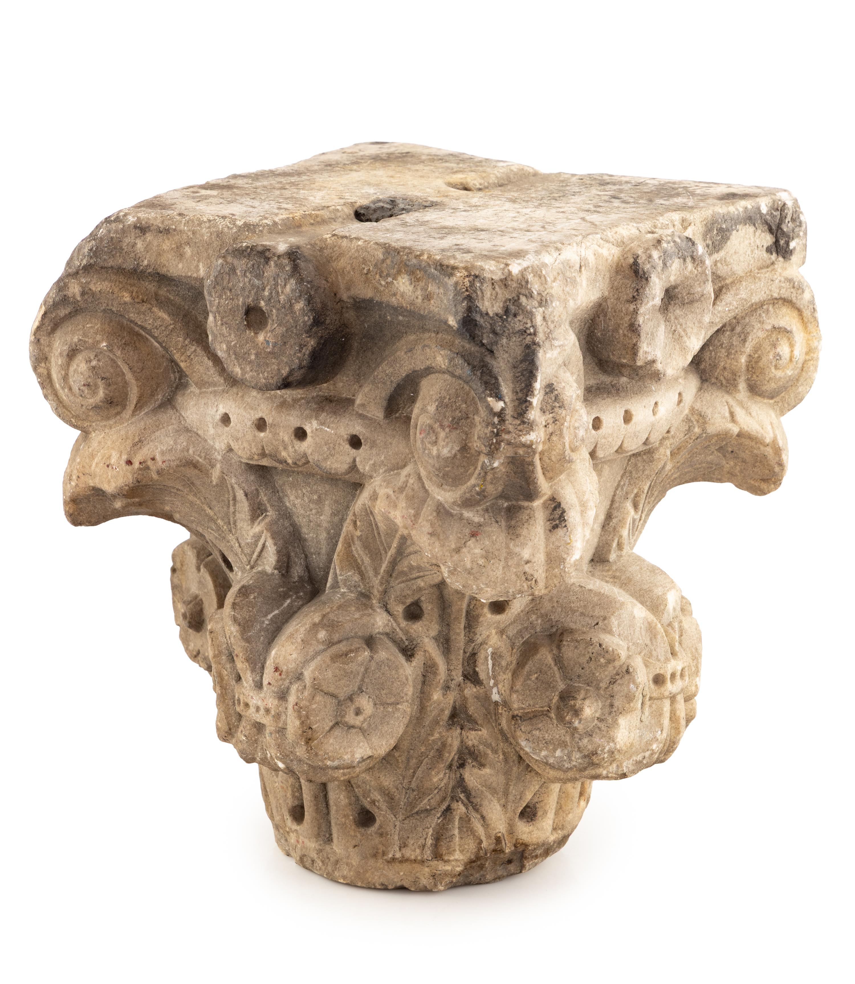 An Italian Carved Stone Capital From Palazzo Odescalchi