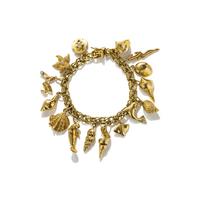 YELLOW GOLD AND DIAMOND AQUATIC CHARM BRACELET