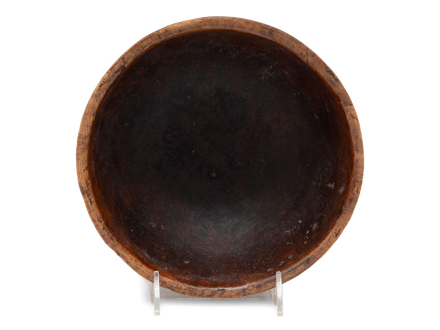 A Carved Burlwood Dough Bowl