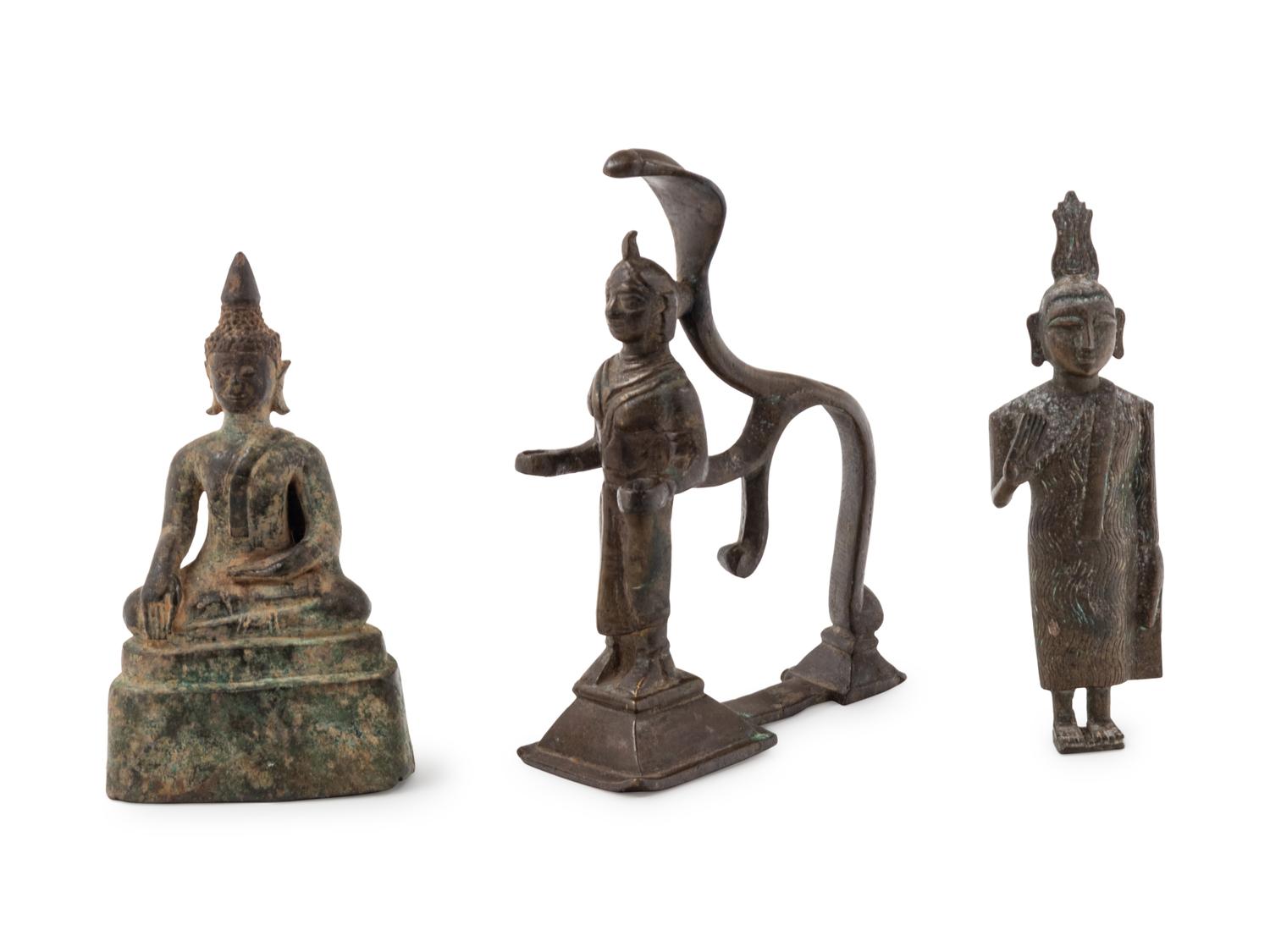 Three Southeast Asian Bronze Figures of Buddha