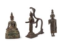 Three Southeast Asian Bronze Figures of Buddha