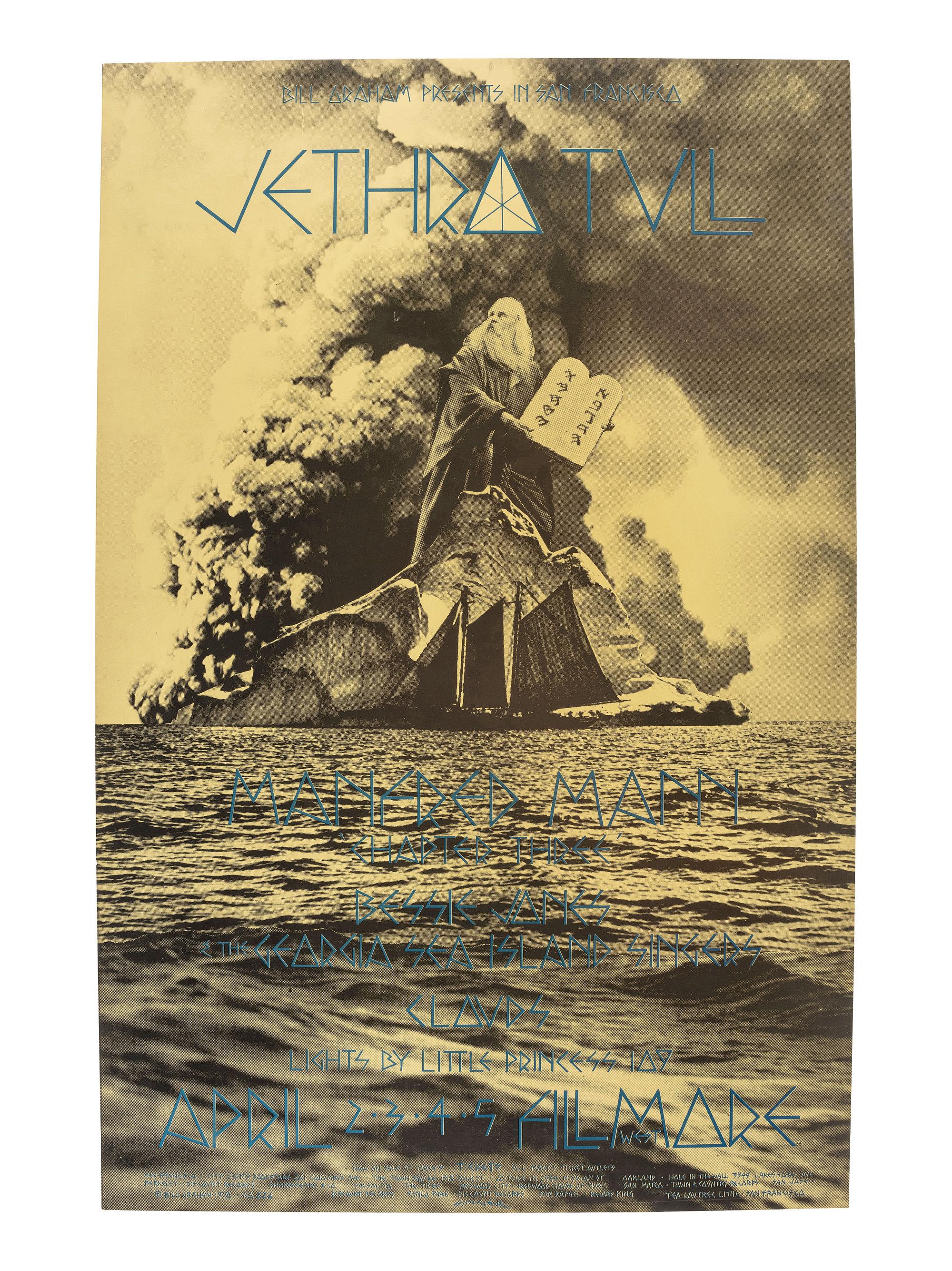 [MUSIC] -- [POSTERS]. SINGER, David, artist. A group of 3 posters promoting Jethro Tull, the Allman Brothers Band (SIGNED), and the opening of the State Theater in San Francisco.