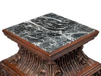 A Pair of Italian Baroque Style Carved Wood Marble-Top Pedestals