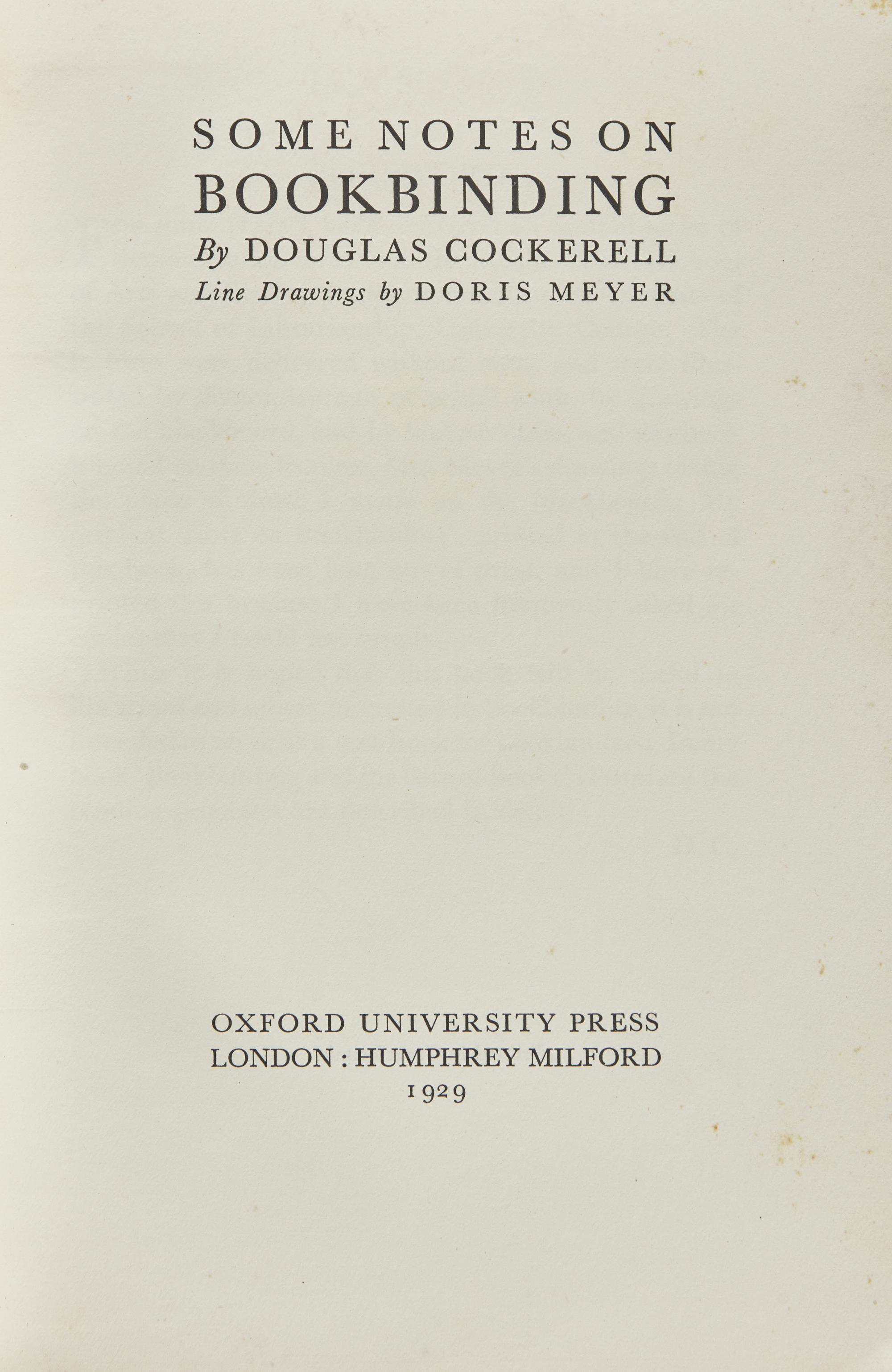 [Books] Cockerell, Douglas. Some Notes on Bookbinding