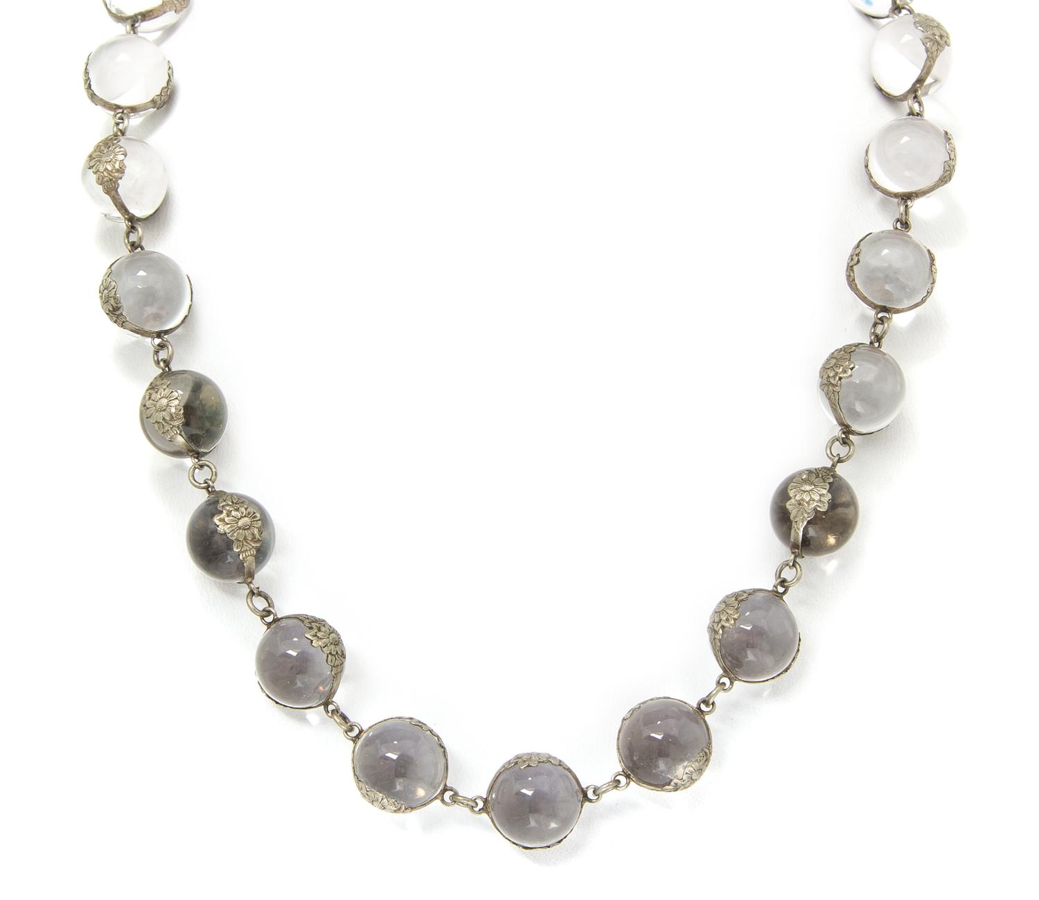 An Antique Sterling Silver and Rock Crystal "Pools of Light" Necklace, 47.10 dwts.