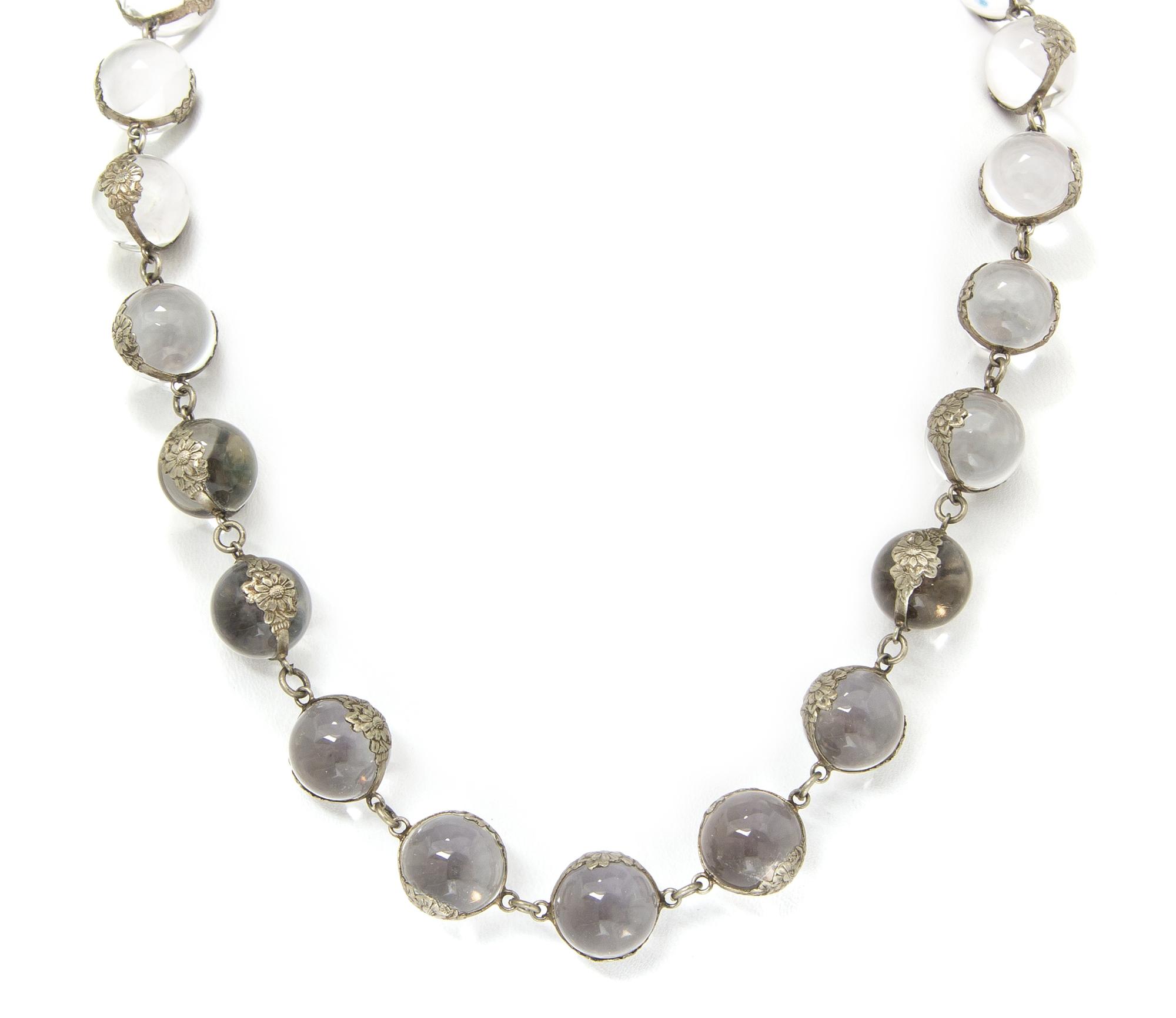 An Antique Sterling Silver and Rock Crystal "Pools of Light" Necklace, 47.10 dwts.