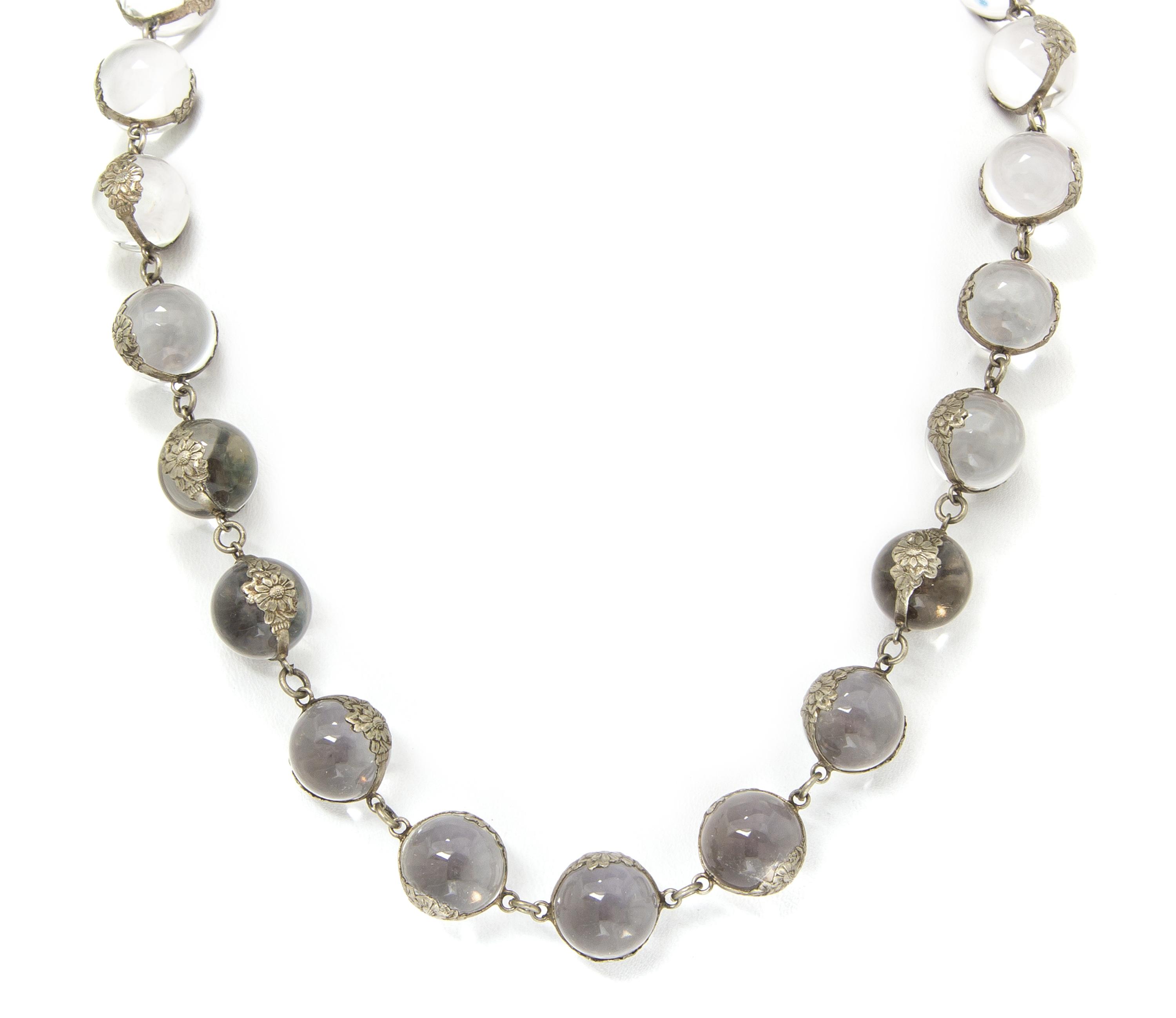 An Antique Sterling Silver and Rock Crystal "Pools of Light" Necklace, 47.10 dwts.