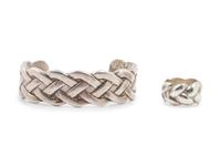 Silver Braided Cast Cuff with Zina Ring