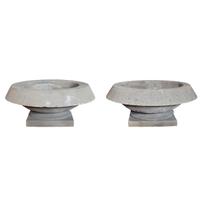 A Pair of Limestone Prairie School Planters 37" W x 37" D x 18" H — United States, 20th Century
