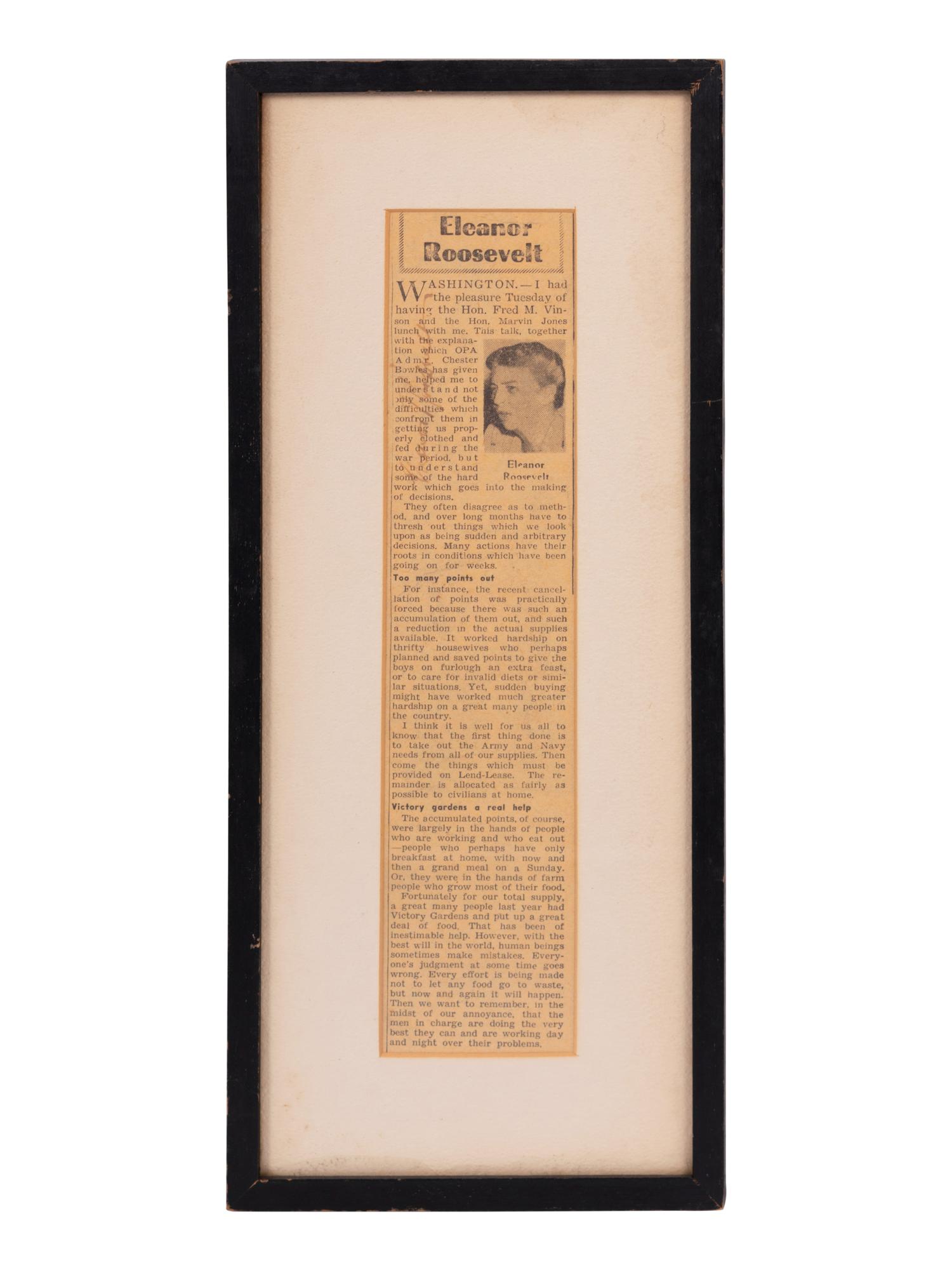 (History) ROOSEVELT, Eleanor (1884-1962). “My Day.” United Feature Syndicate Inc.: 1945.