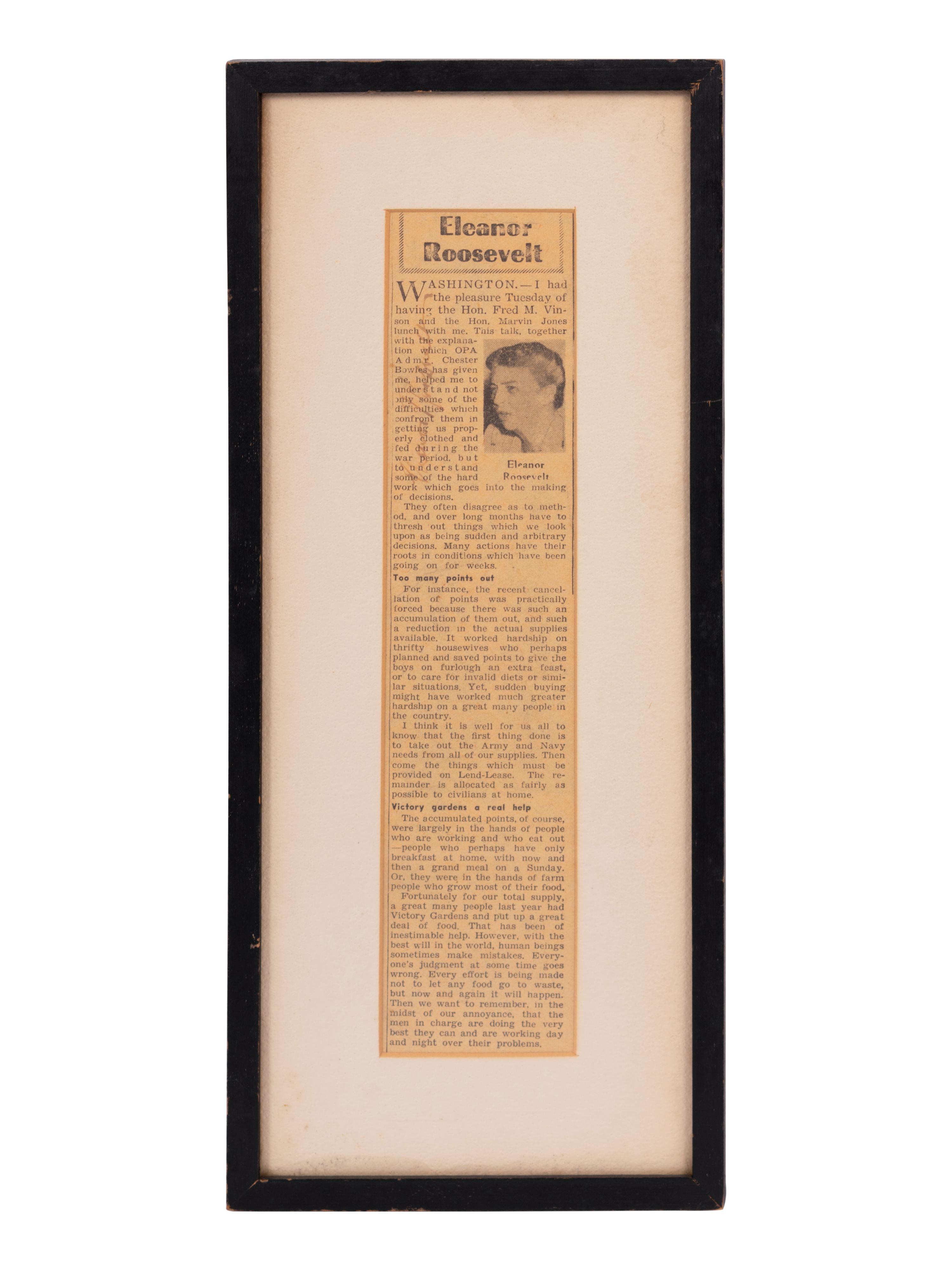 (History) ROOSEVELT, Eleanor (1884-1962). “My Day.” United Feature Syndicate Inc.: 1945.