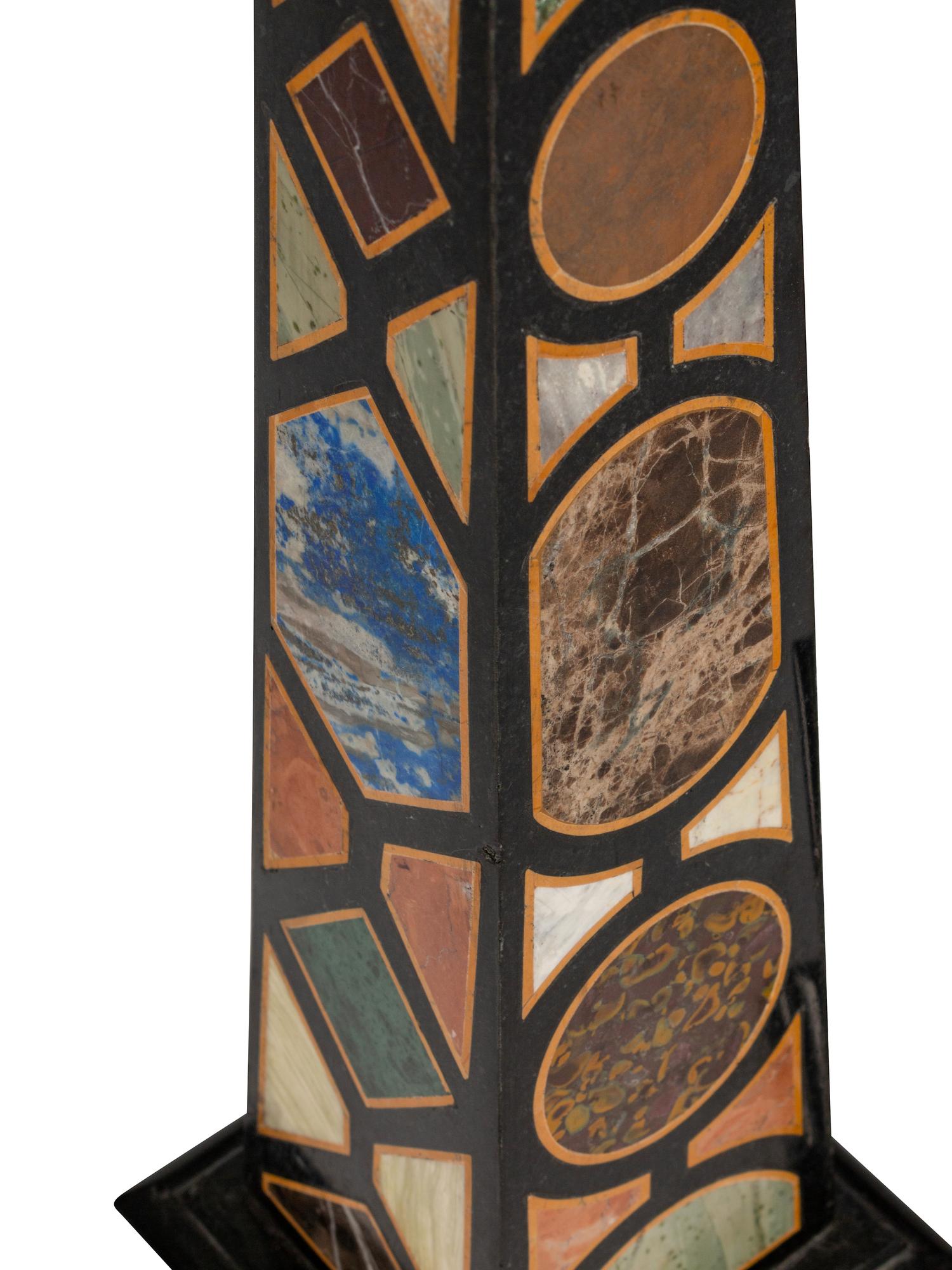 A Pair of Italian Specimen Marble Obelisks
