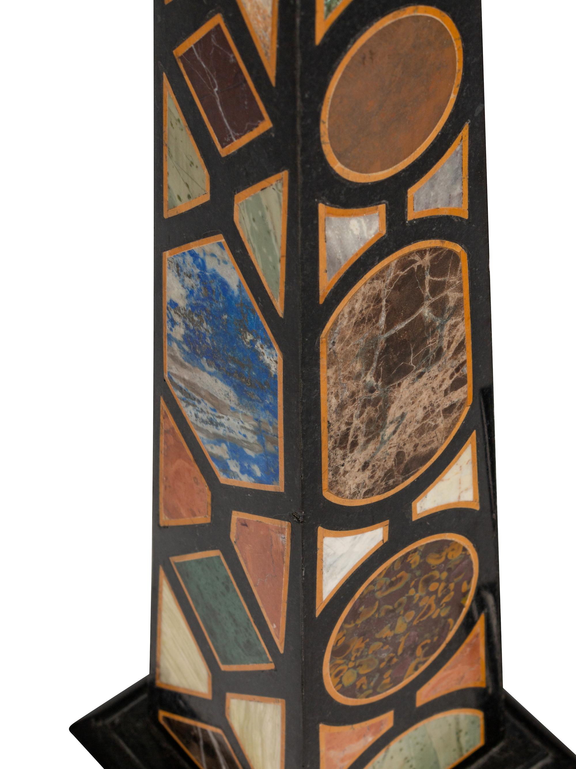 A Pair of Italian Specimen Marble Obelisks