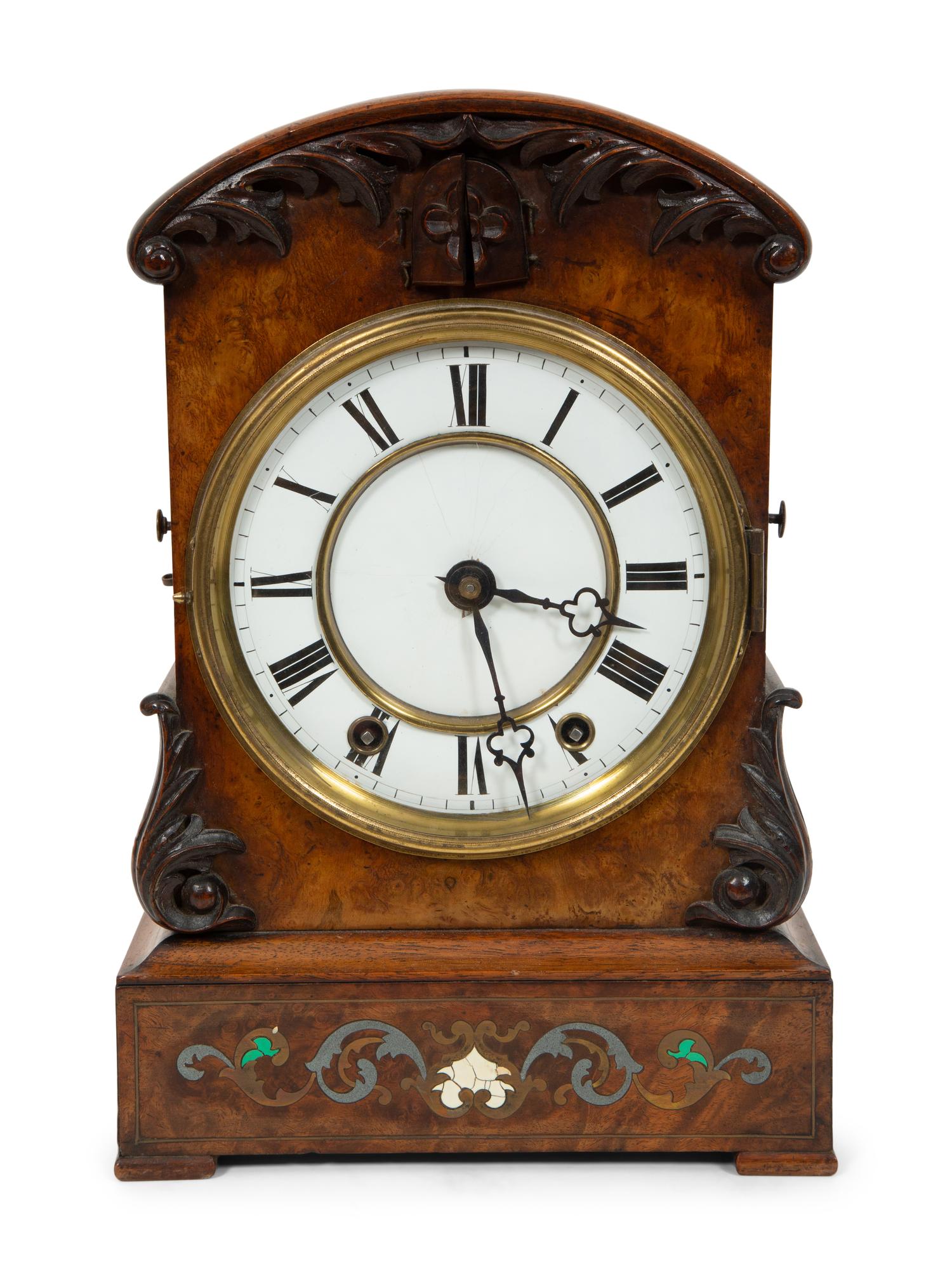 A Black Forest Inlaid Burr-Walnut Cuckoo Clock