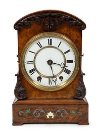 A Black Forest Inlaid Burr-Walnut Cuckoo Clock