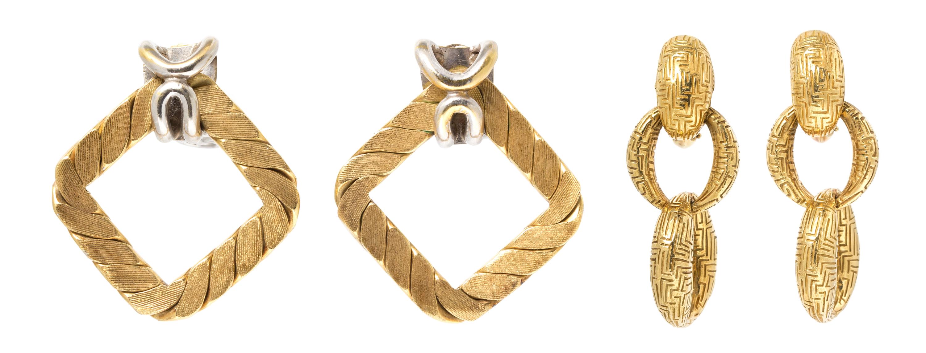 A Collection of Gold Earclips, 44.10 dwts.