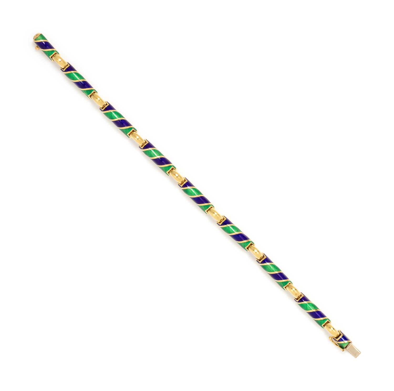 YELLOW GOLD AND ENAMEL BRACLET