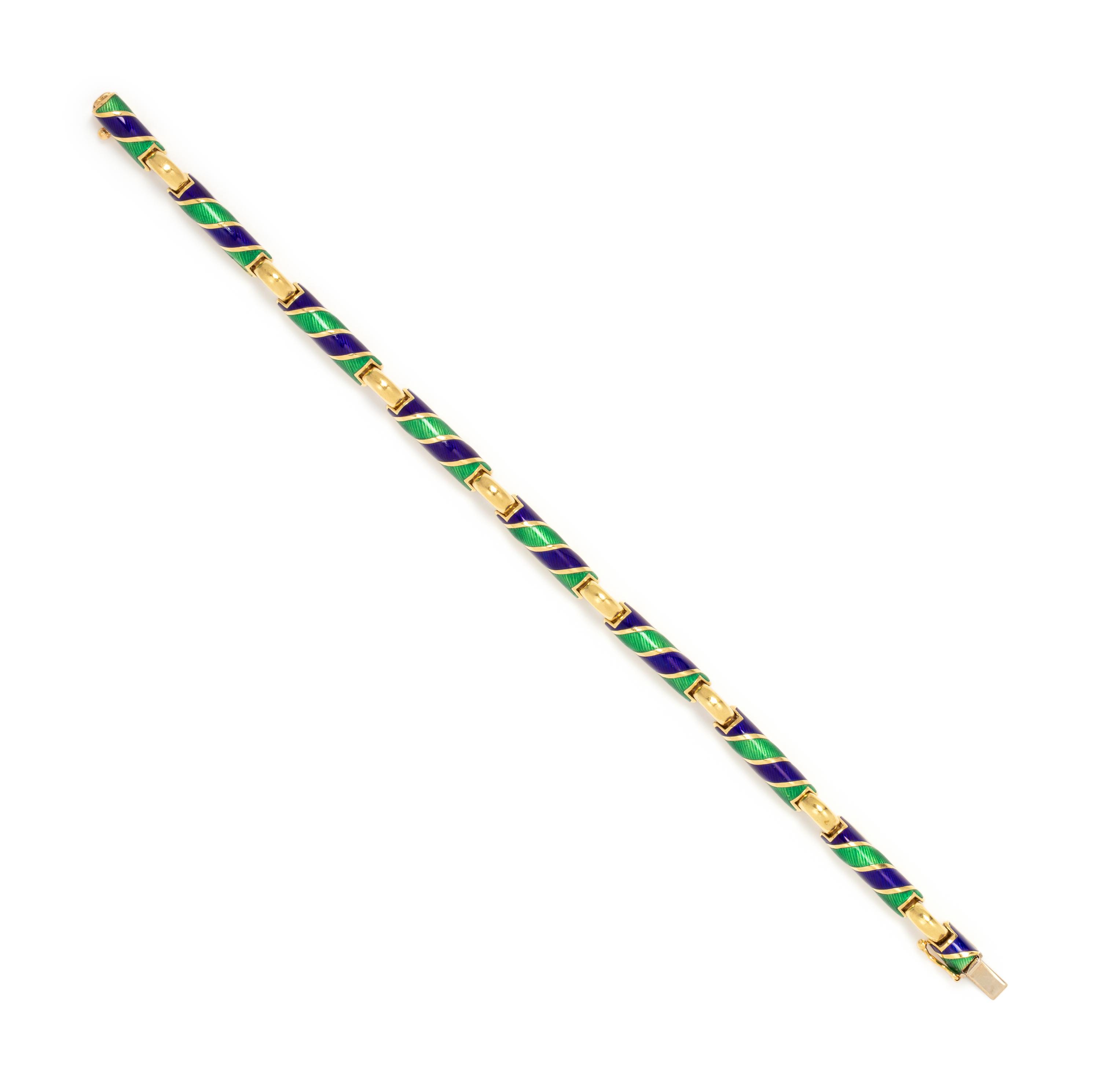 YELLOW GOLD AND ENAMEL BRACLET
