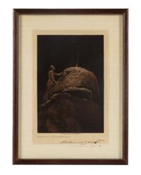 CURTIS, Edward S. (1868-1952), photographer. Signal Fire to the Mountain Gods . Signed and inscribed by Curtis.