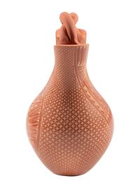 Sgraffito Pottery Wedding Vase, with Twisted Handle