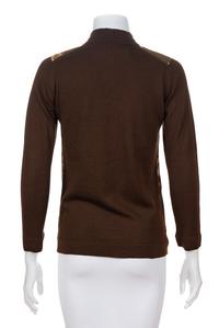 An Hermès Dark Brown Wool Sweater with Silk Front, Size 40.