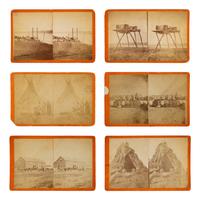 Cross, W.R. (1839-1907). A group of 6 stereoviews, incl. "First Steamer of the Season" at Yankton Agency, 1888.