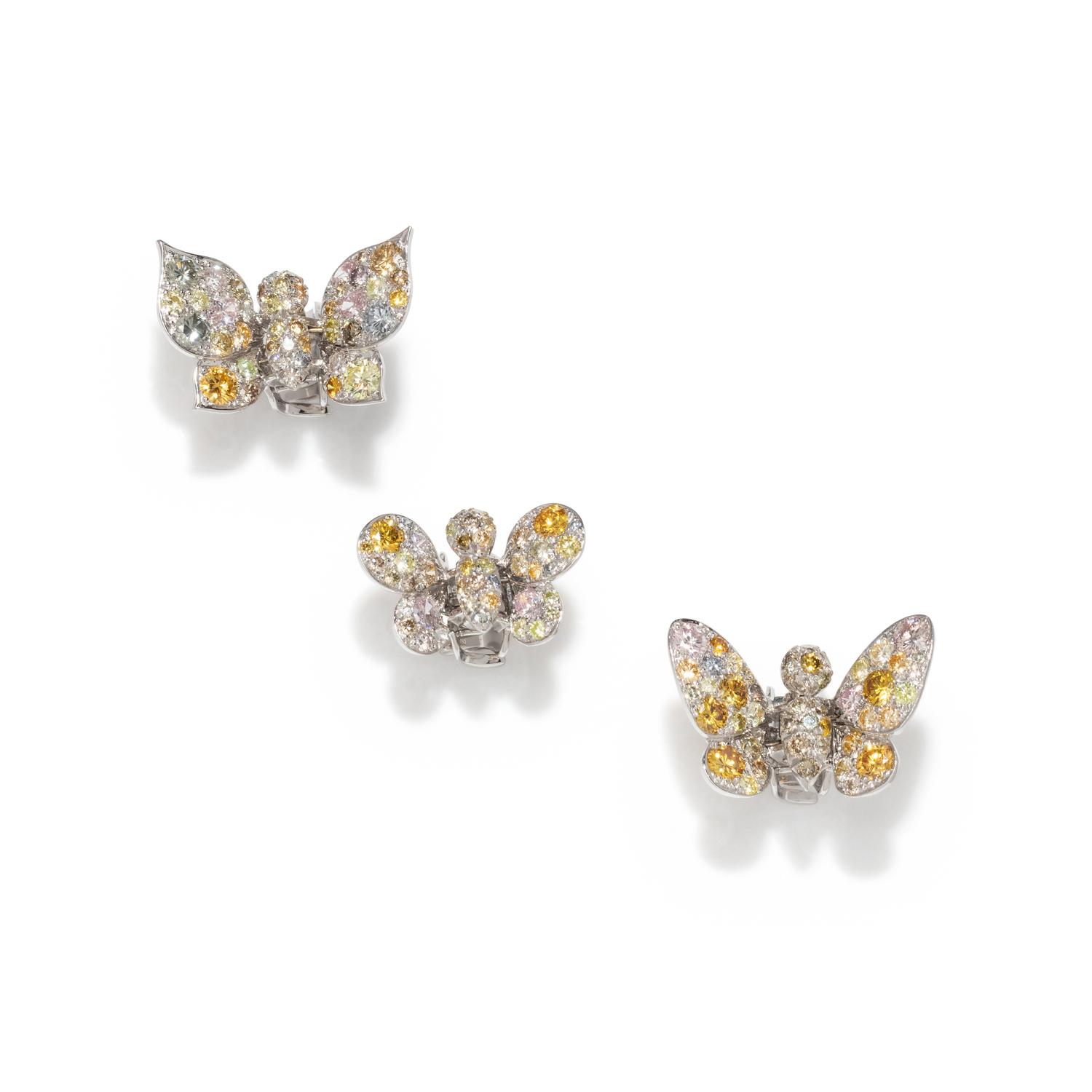 COLLECTION OF DIAMOND AND COLORED DIAMOND BUTTERFLY HAIR CLIPS