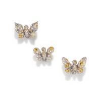 COLLECTION OF DIAMOND AND COLORED DIAMOND BUTTERFLY HAIR CLIPS