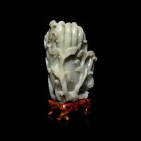 A Chinese Celadon Jade Buddha's Hand Citrus Brushpot, Bitong, 20th Century — 近代 青玉佛手式筆筒