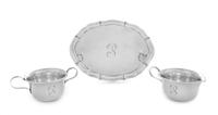 An American Silver Sugar and Creamer, Lenox Silver Inc., New York, NY, each having an engraved script monogram, together with an associ